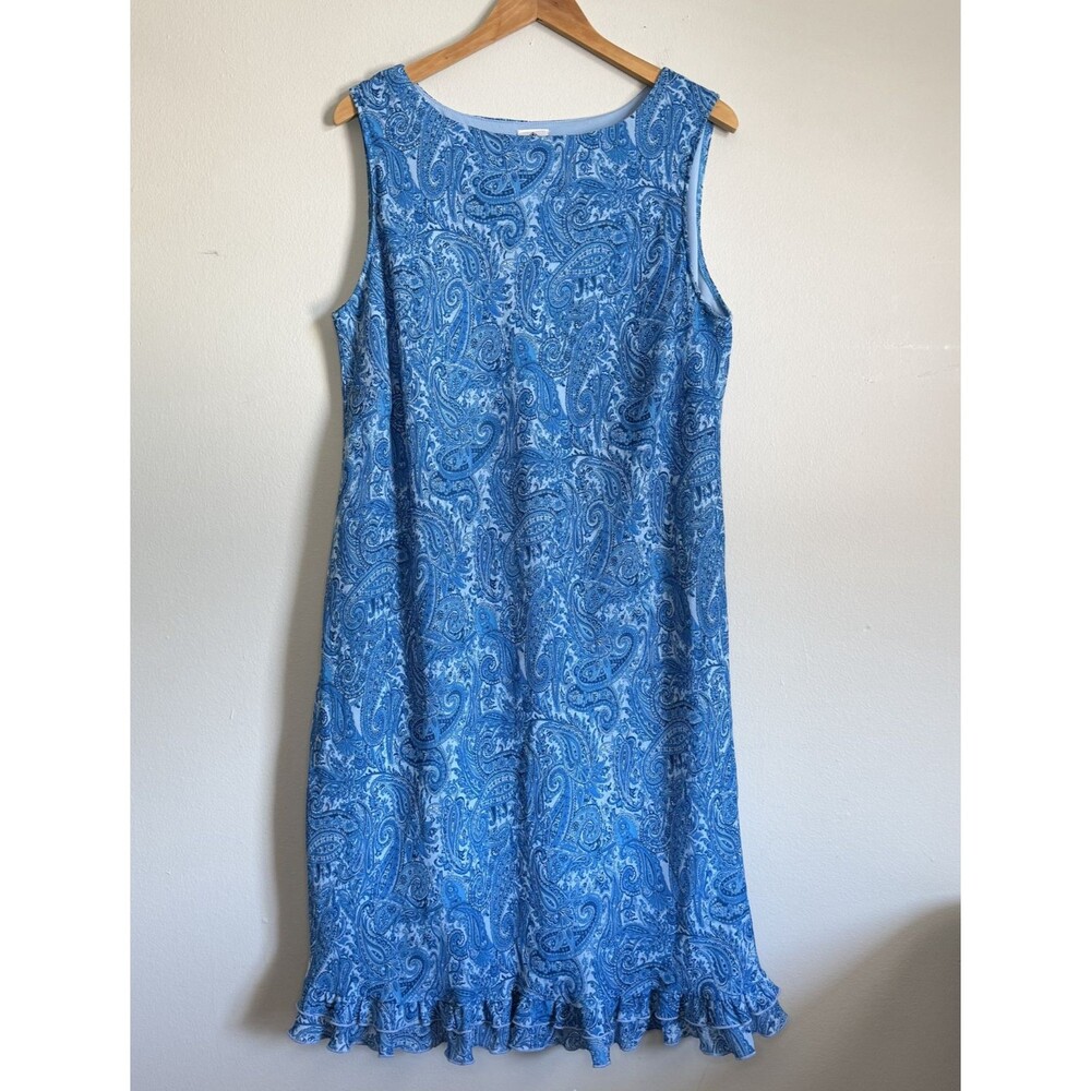 VTG 90s Y2K California Concepts Blue Paisley Midi Dress Womens Size 18 Ruffle